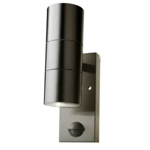 GU10 Vägglampa upp/ner m. sensor IP44 utomhus, rostfri, utan ljuskälla Begränsat erbjudande