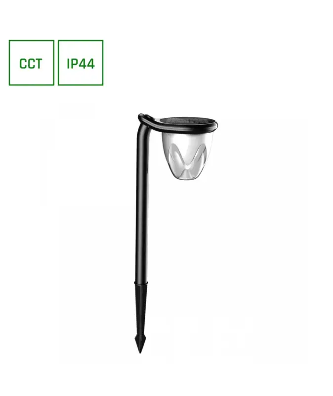 Populärt val 1W Solara Brilo solcells LED lampa, 3-i-1 3.7V, 100lm, CCT, bordslampa, vägglampa och spett, IP44, svart