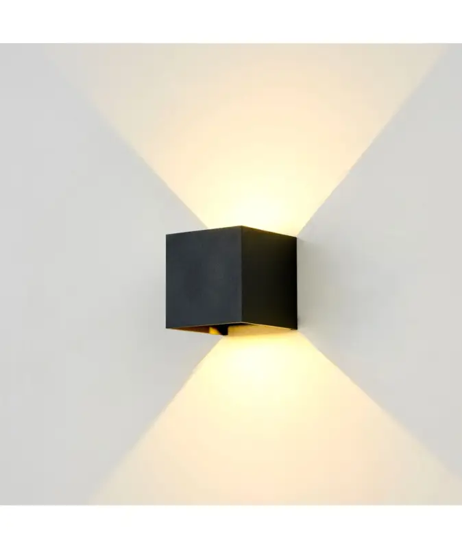 Fynd LEDlife CUBIC PRO 6W dimbar vägglampa Länkbar, justerbar, fyrkantig, upp/ner, inomhus/utomhus, svart, IP65, inkl. ljuskälla