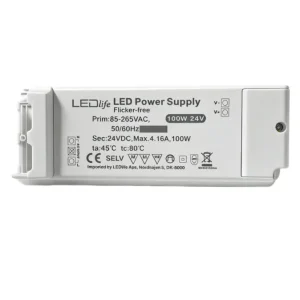 100W / 24V DC strömförsörjning 4,16A, IP20 inomhus, Flicker free prisnedsättning