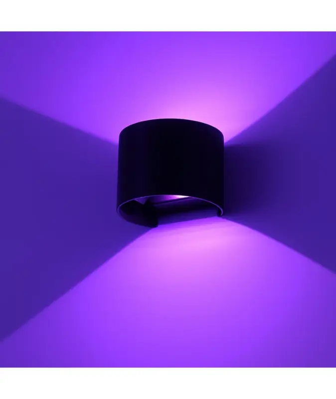 Billigare 6W Vägglampa IP65, Rund, RGB + CCT Tuya, Svart, Upp/ned, Justerbar, Inne / ute, Inkl. ljuskälla
