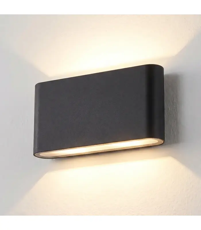12W DuoLume vägglampa Rektangel, IP65, svart, upp/ner, inne/ute, inkl. ljuskälla Utförsäljning