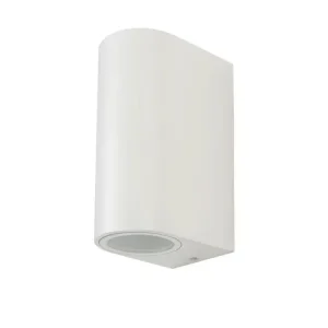 Lägg i varukorgen GU10 vägglampa med upp/ner ljus IP44 utomhus, vit, aluminium, utan ljuskälla