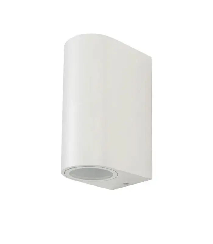 Lägg i varukorgen GU10 vägglampa med upp/ner ljus IP44 utomhus, vit, aluminium, utan ljuskälla