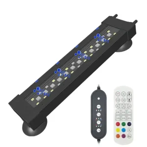 Snabb leverans 30 cm akvarie armatur 10W, kan bruges med luftpumpe, RGB+NW, IP68