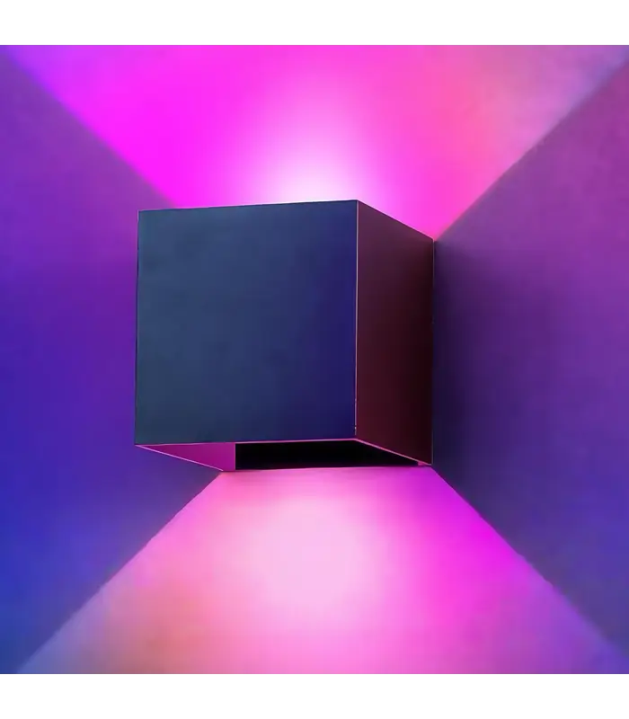 6W CUBIC vägglampa IP65, RGB+CCT, Zigbee, svart, fyrkantig, upp/ner, justerbar, inomhus / utomhus, inkl. ljuskälla Billig