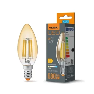 Begränsat erbjudande E14 6W LED kronljus Filament, 680lm, 2200K, varmvit, ersätter 60W