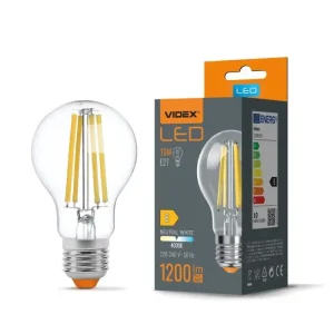 Erbjudande E27 10W LED filament lampa A60, 4000K, 360 grader, glas