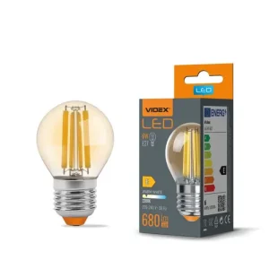 Lägg i varukorgen E27 6W LED filament klotlampa G45, 2200K, Amber glas, 360 grader, 750lm