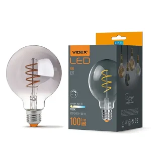 Erbjudandepris E27 4W dimbar LED lampa G95, spiral filament, grafitglas, 1800K, 360°
