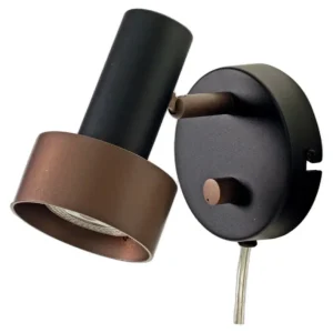 Begränsat erbjudande VÄGGLAMPA ANETA LIGHTING ROCCO GU10 SVART/BRUN