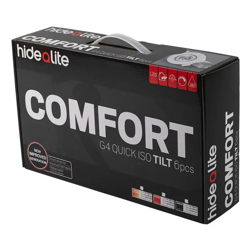 Billig SPOTLIGHT HIDEALITE COMFORT G4 QUICK ISO TILT 2700K 6-PACK VIT
