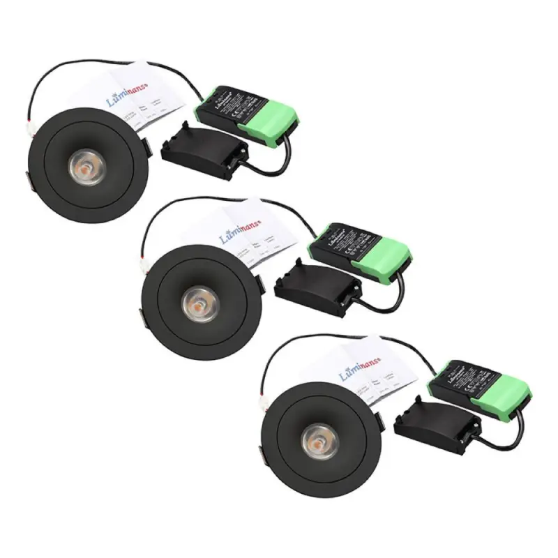 SPOTLIGHT LUMINANS CHESTER INFÄLLD 3X7W SVART 3-PACK prisnedsättning
