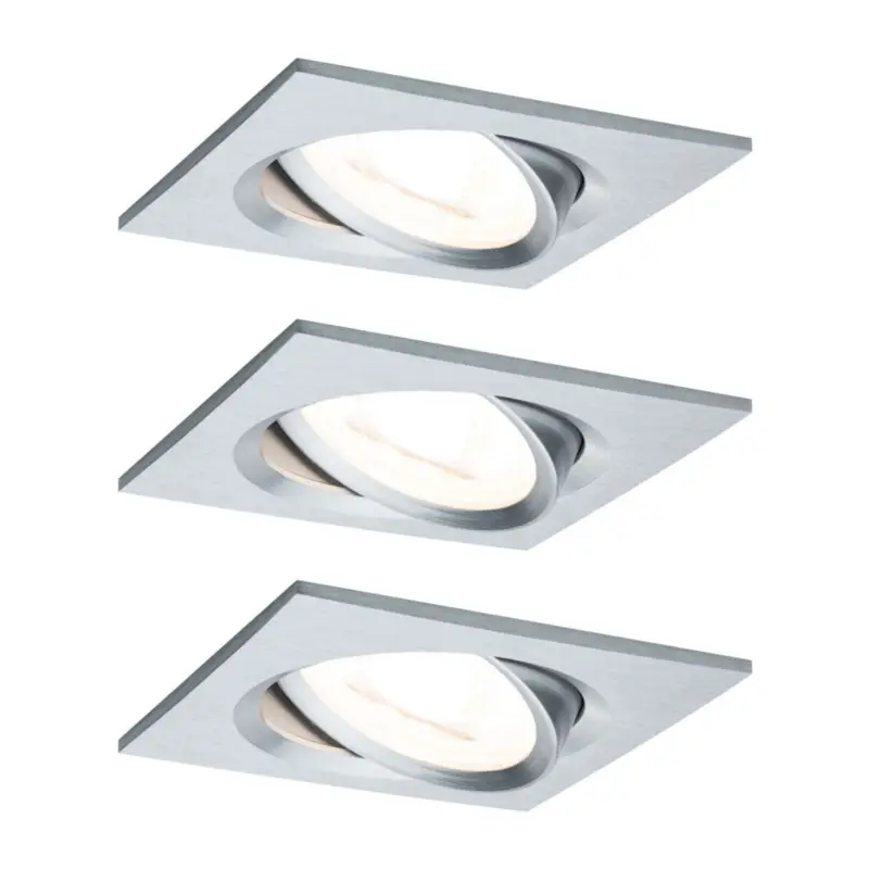 Begränsat antal Paulmann 3 spot Nova kantig, vridbar/dimbar, aluminium