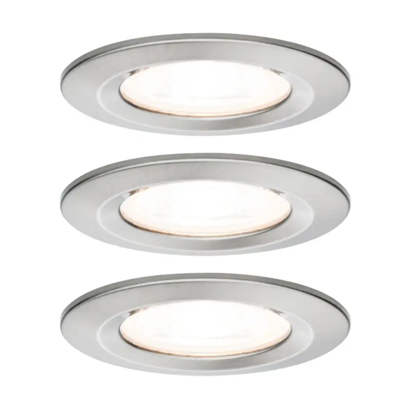 Begränsat antal Paulmann 3-pack Nova spotlights, runda, fasta, järn, IP44, GU10, dimbar