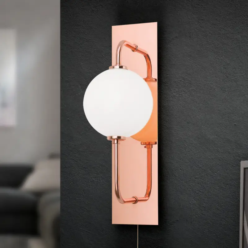Köp online LED-vägglampa Pipes med glaskula, koppar