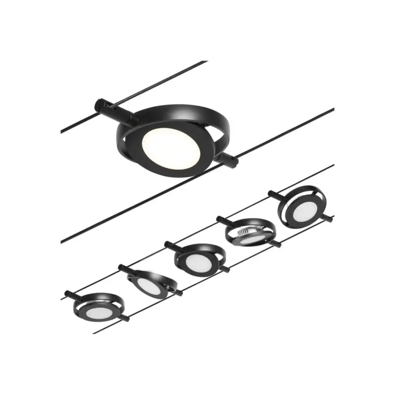 Paulmann Wire RoundMac LED-vajersystem 5 lampor svart Köp online
