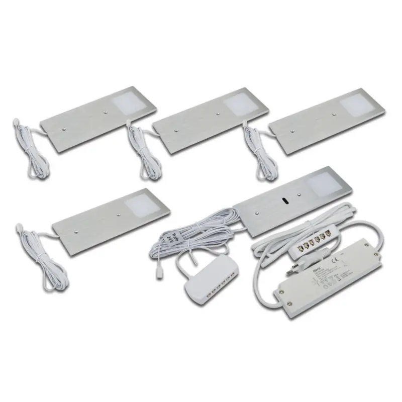 Extra rabatt LED-bänklampa Eco-Pad F 5-pack 3 000 K aluminium