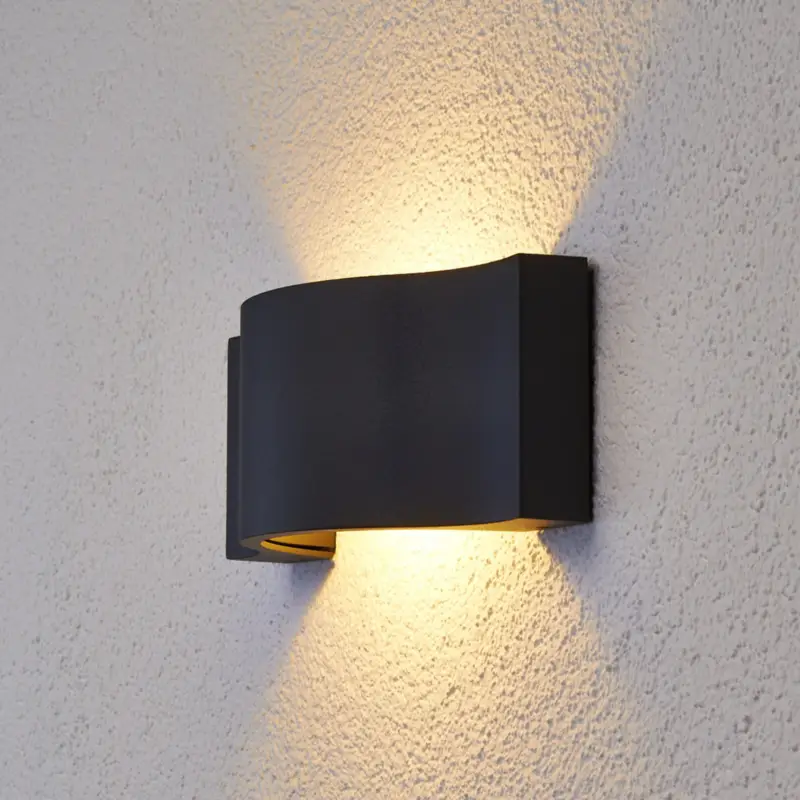 Snabb leverans Lucande LED-vägglampa Jace, antracit, metall, 28cm, IP54