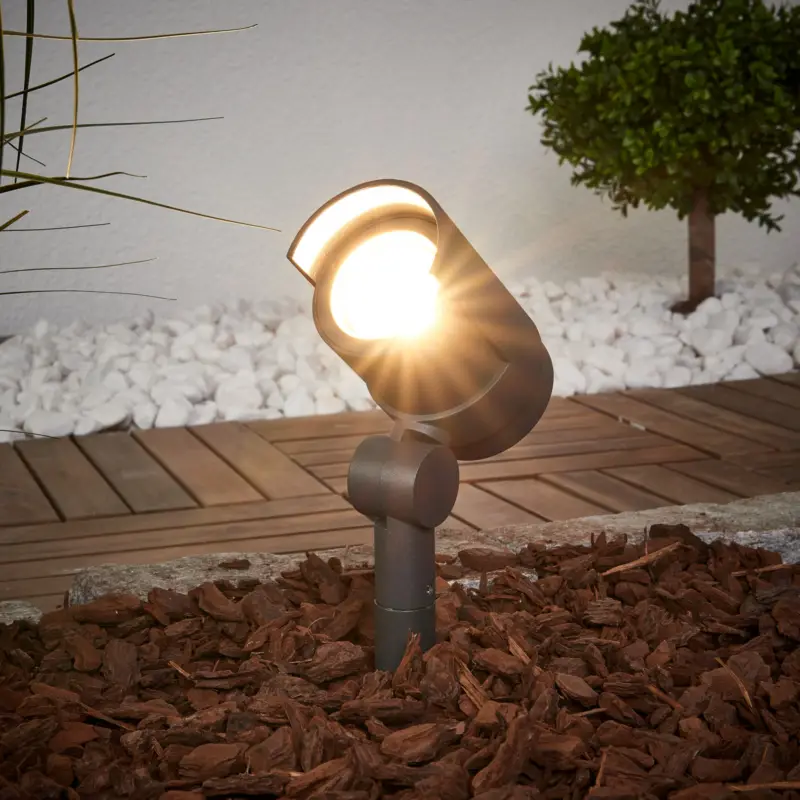 Trygg betalning Lucande LED-markspettspotlight Beatrix, antracit, aluminium, 45,7 cm