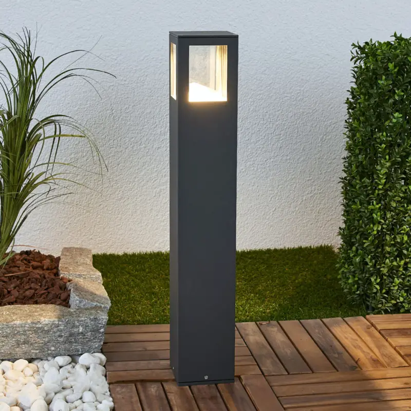 Lågt pris Lucande LED-väglampa Nicola, 65 cm, antracit, P54