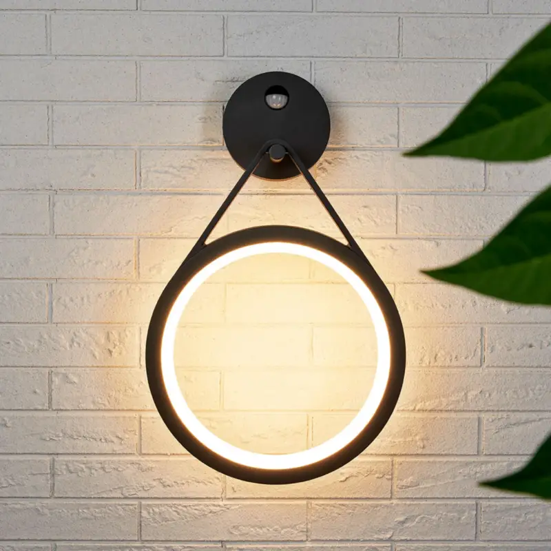 Beställ nu LED-utomhusvägglampa Mirco med sensor, ringformad