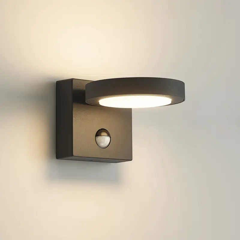 Begränsat erbjudande Lucande LED-utomhusvägglampa Belna, metall, sensor, IP54