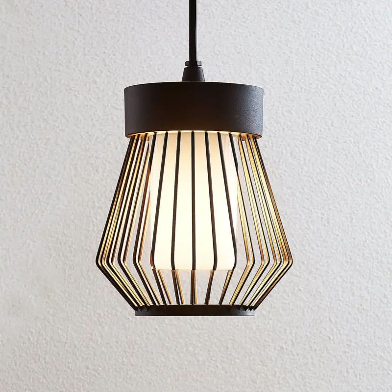 Kundfavorit Lindby utomhushänglampa Vajana, Ø 19 cm, svart, aluminium