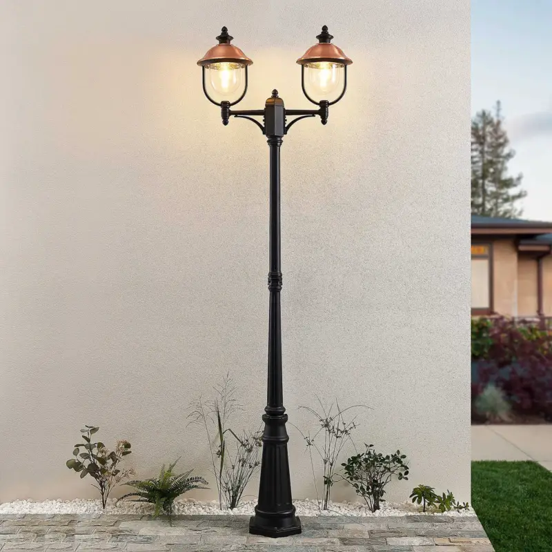 prisnedsättning Lindby utomhuslampa Clint, 225cm, 2 lampor, saltvattenbeständig, E27