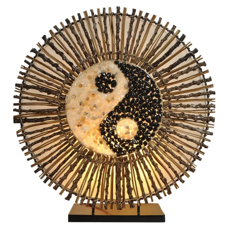 Expressleverans Bordslampa Ying Yang rund 40 cm brun