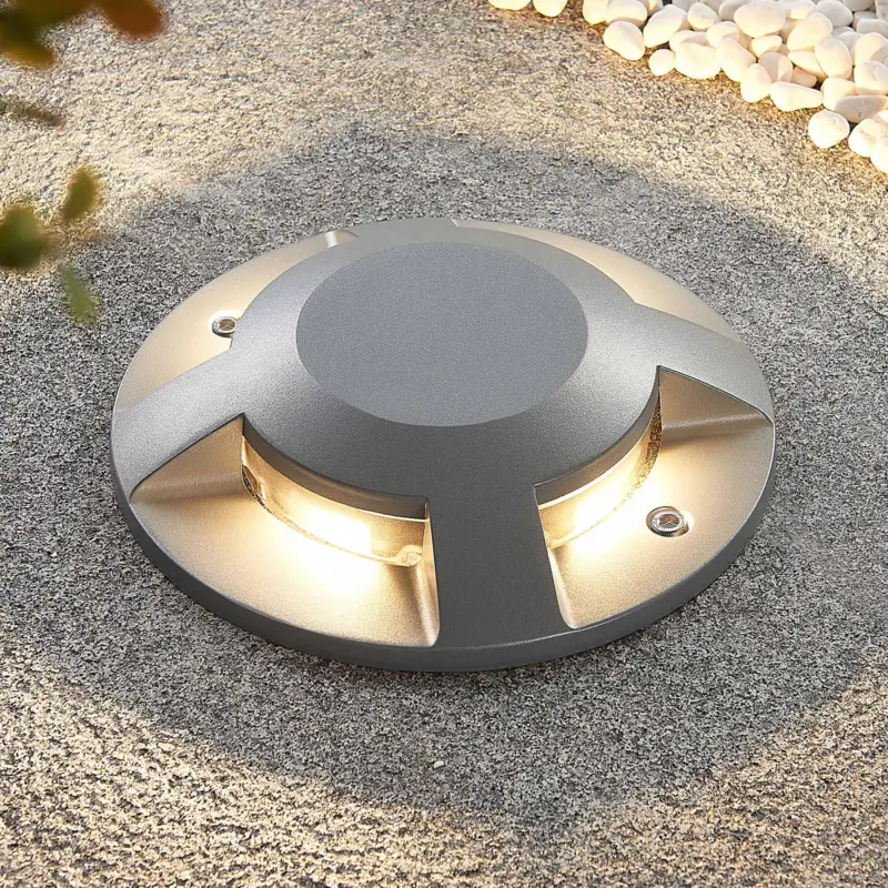 Lucande golv-spotlight med LED Jeffrey, silver, 4 ljusutgångar Kampanjpris