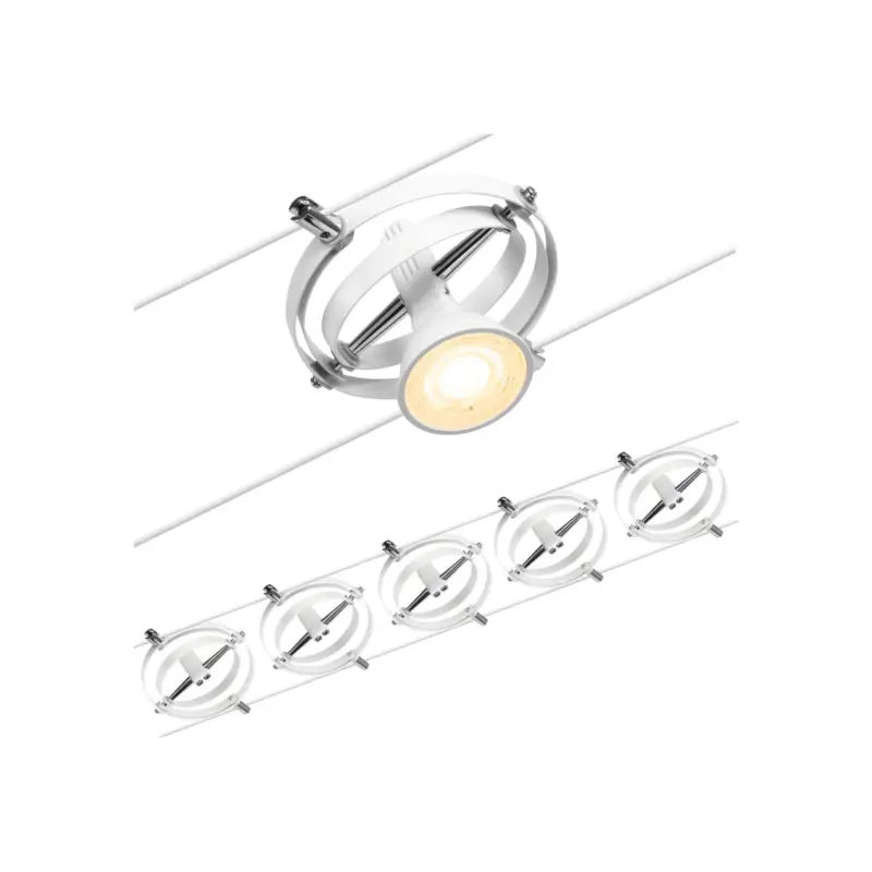 Kampanj Paulmann Wire Cardan vajersystem, 5 lampor 5 m vit