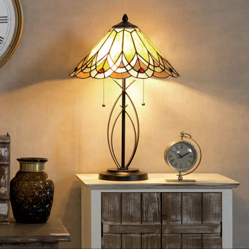 Begränsat erbjudande Bordslampa 5186 med bärnstensfärgad glasskärm