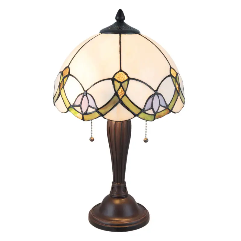 Bordslampa 5918 vit/blandade färger Tiffany-stil Reapris