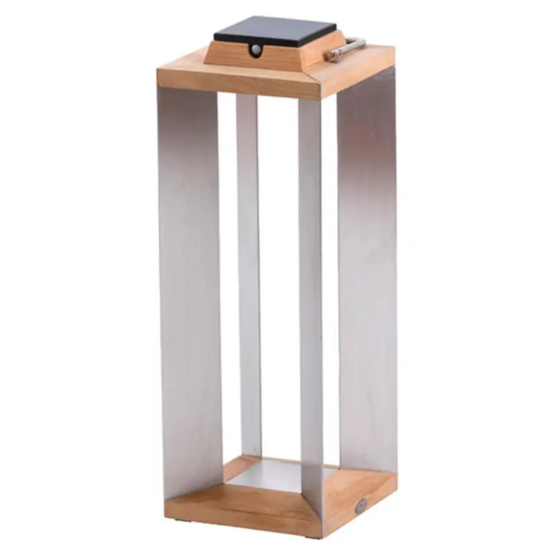 Outlet Teckinox LED-sollykta, teak/stål, 65,5 cm
