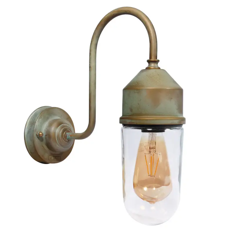 Begränsat antal Vägglampa 1950N mässing antik, rakt glas klar