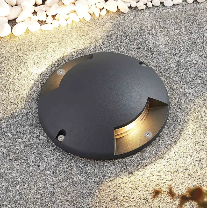 Lindby golv-spotlight med LED Cormac, 2 lampor, Ø 21 cm, IP67 Köp online