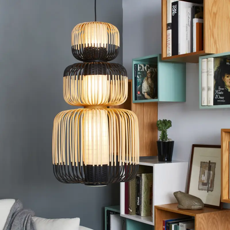 Forestier Bambu pendellampa svart tre ljus Trygg betalning