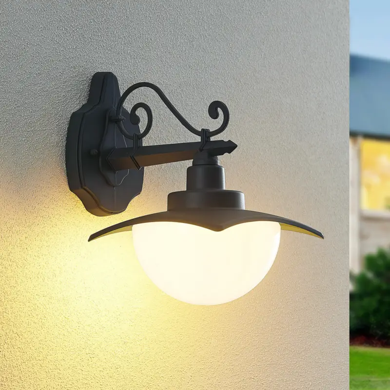 Trygg betalning Lindby utomhusvägglampa Elinda, höjd 29 cm, antracit, glas
