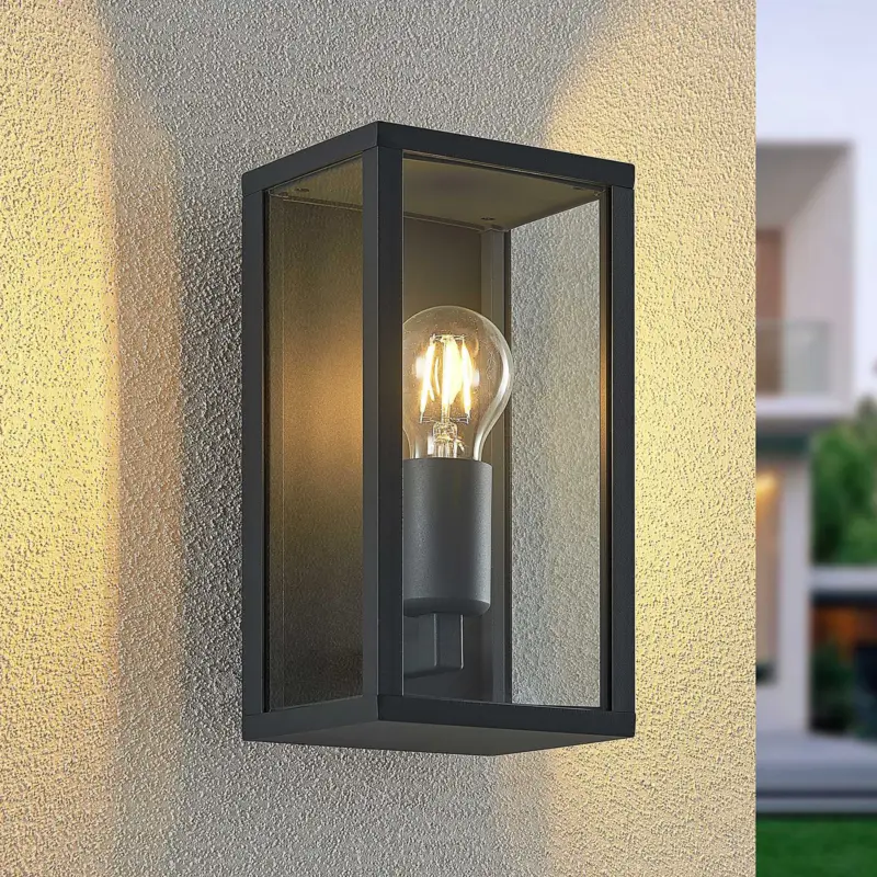 Bästa pris Lindby utomhusvägglampa Peldar, antracit/klar, 26 cm, metall