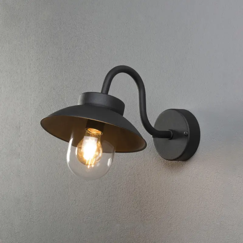 Utomhusvägglampa Vega Mini, bredd 22 cm, svart Billigare