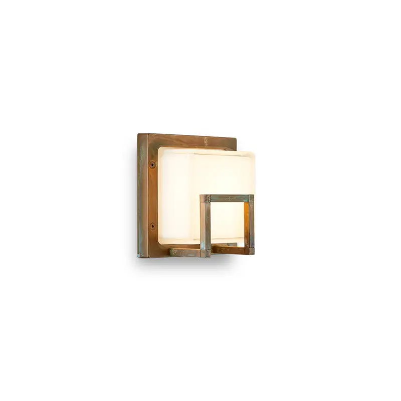 Endast idag LED-utomhusvägglampa Ice Cubic 3407, mässing antik