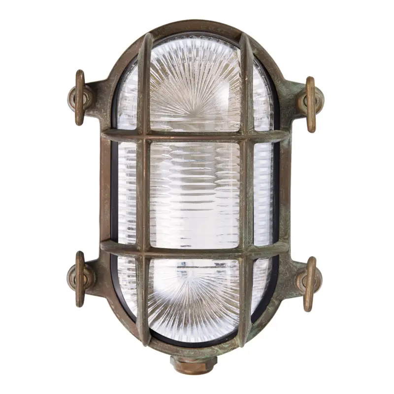 Endast idag Utomhusvägglampa Tortuga oval 17 cm mässing