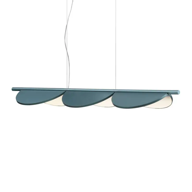 FLOS Almendra Linear LED-hänglampa 3 lampor, blå Rabatter