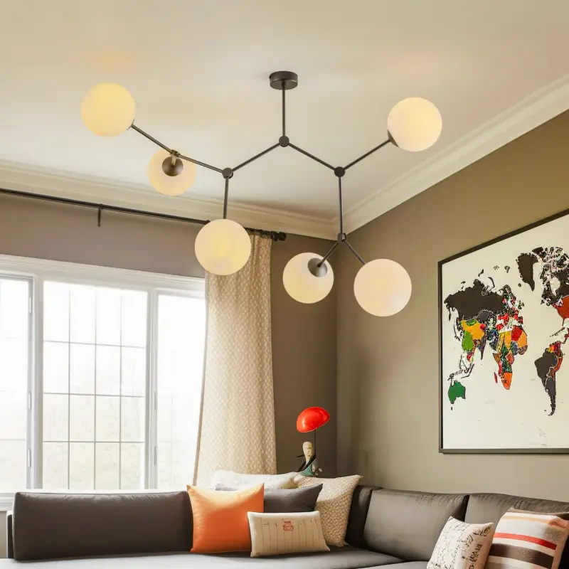 Expressleverans Taklampa Space, svart/opal, 6 lampor