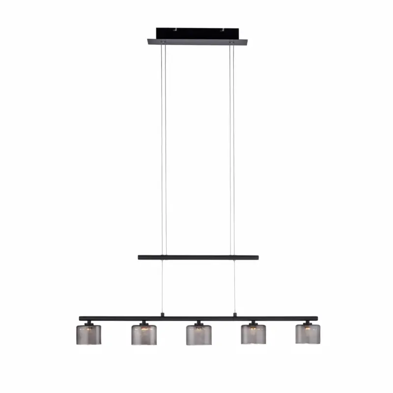 Paul Neuhaus Hydra LED-hänglampa, svart, glas, 80 cm Beställ nu