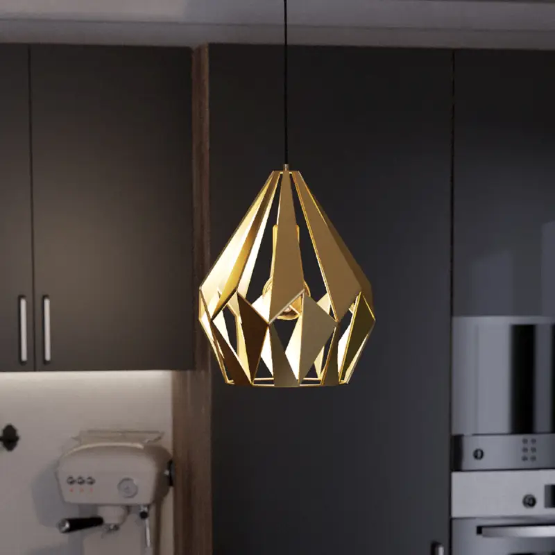 Beställ idag Hänglampa Carlton, 1 lampa, guld, Ø 31 cm