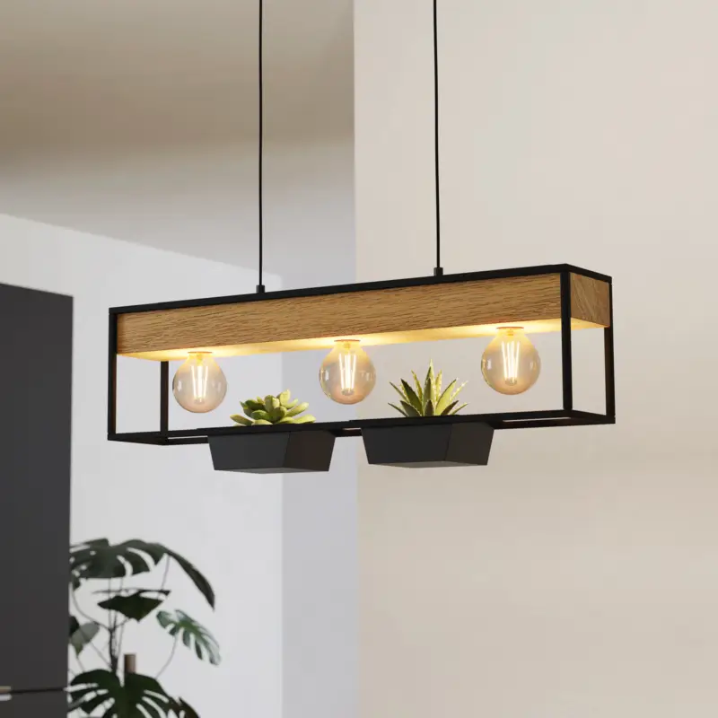 Hängampa Libertad 1, längd 76 cm, svart/trä, 1 lampa. Begränsad tid