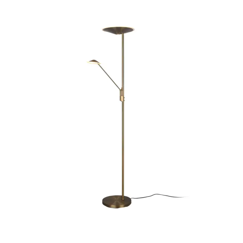 Reapris LED-golvlampa Brantford läslampa, antikmässing