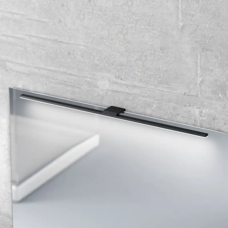 Lågt pris LED-spegellampa Triga IP44 svart 80cm, 4.000K